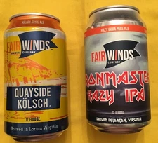 TWO FAIRWINDS BREWING COMPANY BEER CANS: QUAYSIDE KOLSCH & IRONMASTER HAZY IPA