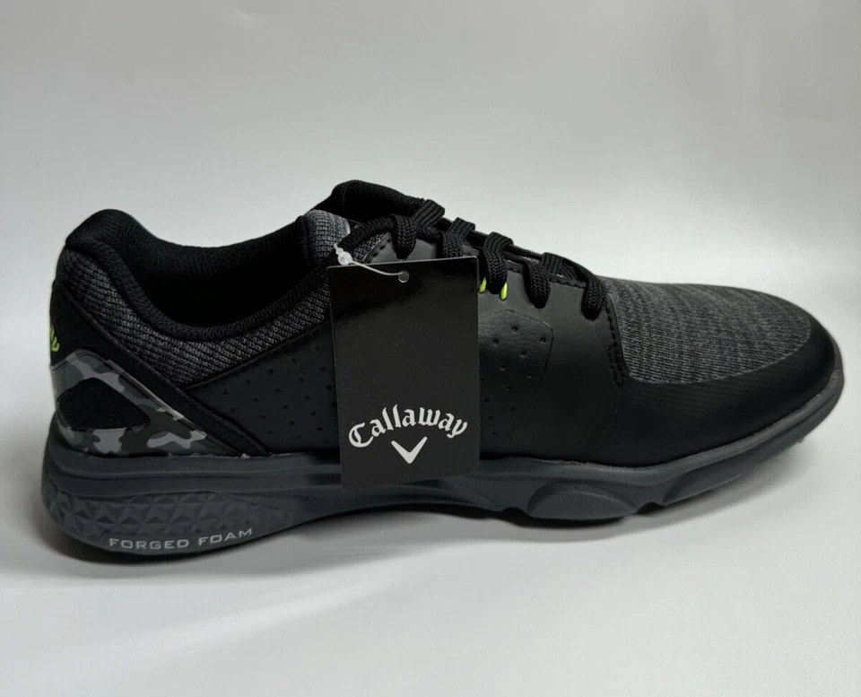 Zapatos de golf impermeables sin clavos Callaway para hombre 8D Coronado V2 negros/grises CG401BGR Foto 3 de 4
