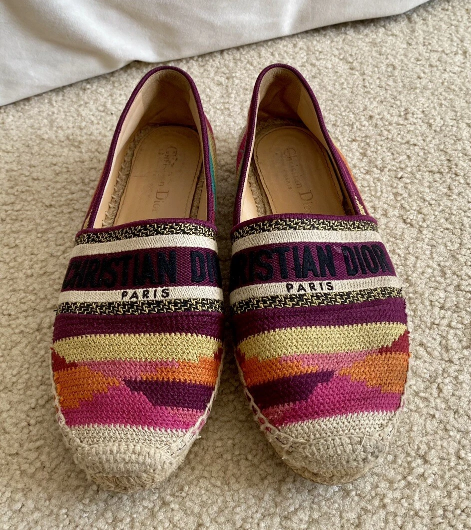 Espadrilles plates patchwork multicolore brodé logo DIOR Granville US8 / 38