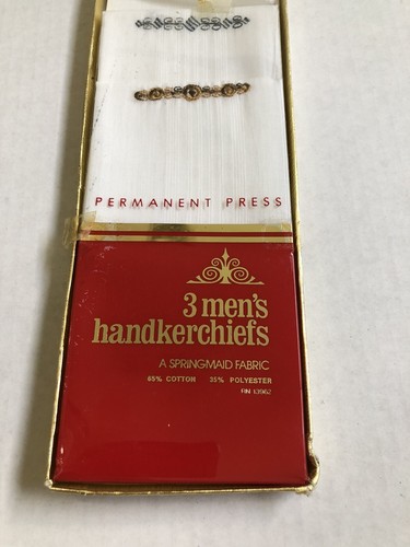 Vintage Men’s Handkerchiefs A Springmaid Fabric Permanent Press *NOS *FREE SHIP! - Picture 5 of 5