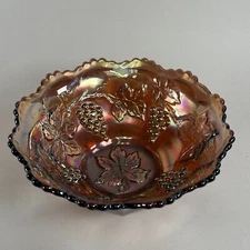 Fenton Amethyst Carnival Bowl Glass Grape Vine Pattern Candy Bowl Dish