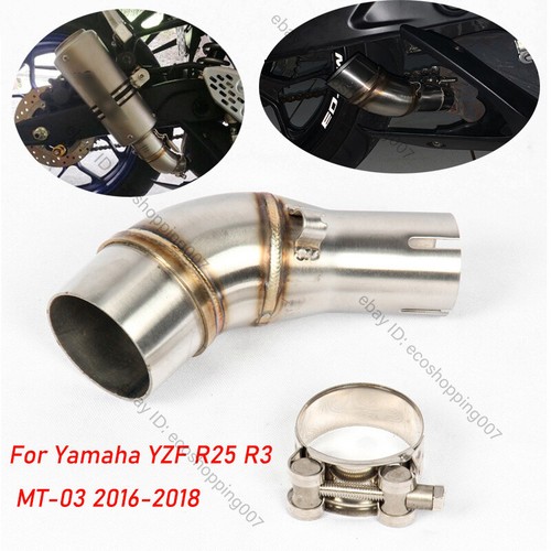 For Yamaha YZF R3 R25 MT-03 Motorcycle Mid Exhaust Pipe 51mm Reserve ...
