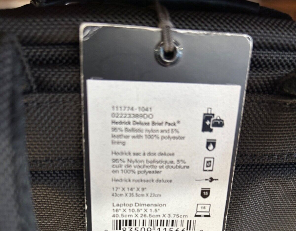 NEW Tumi HEDRICK Deluxe Brief Pack Ballistic Nylon Backpack NEW Tumi HEDRICK Deluxe Brief Pack Ballistic Nylon Backpack