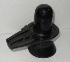 7" Shiva Lingam Statue Black Marble Shivling handmade Hinduism worship Idol Art