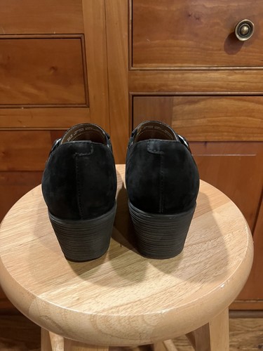 Dansko Black Clio Nubuck Suede Wedge Clogs 7.5-8 38 - Picture 4 of 12