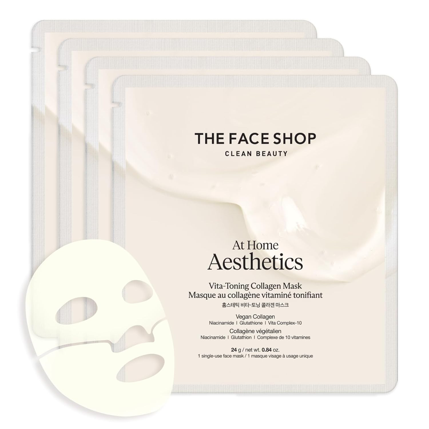 The Face Shop at Home Aesthetics Vegan Collagen Face Mask, Korean Glass Skin Car