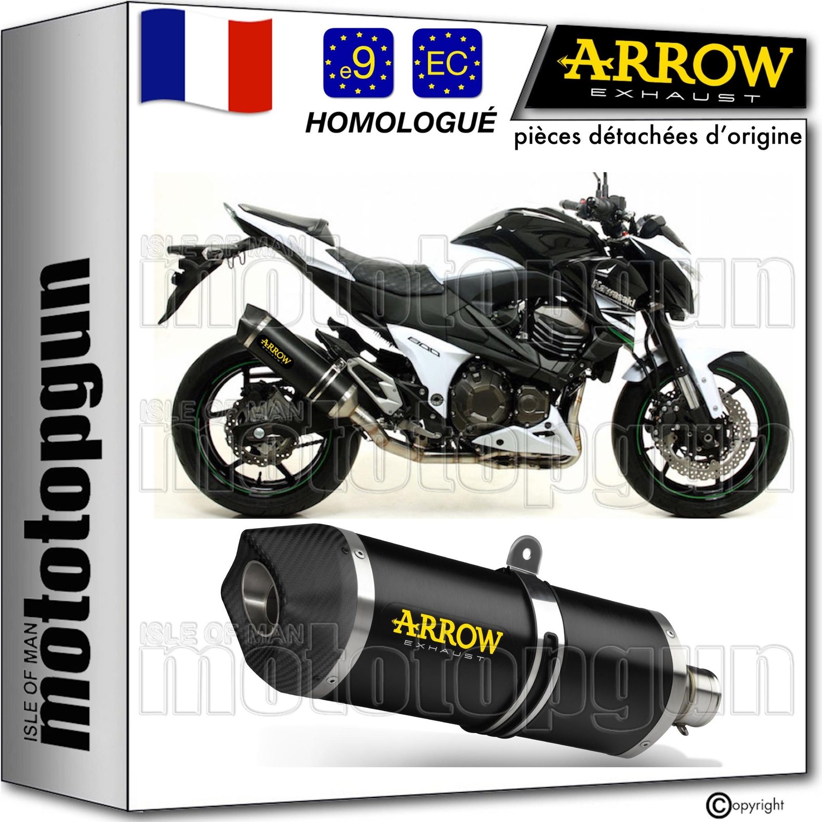 Échappement Arrow noir homologué Z800 pot silencieux sport pour moto Kawasaki 2016