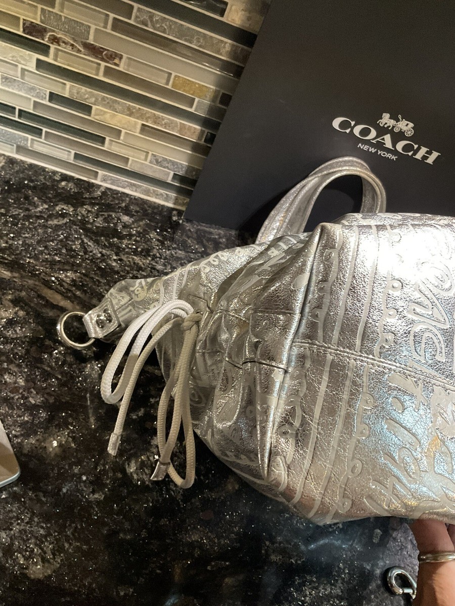 Coach Poppy Silver Spotlight Limited Edition Story Patch Leather