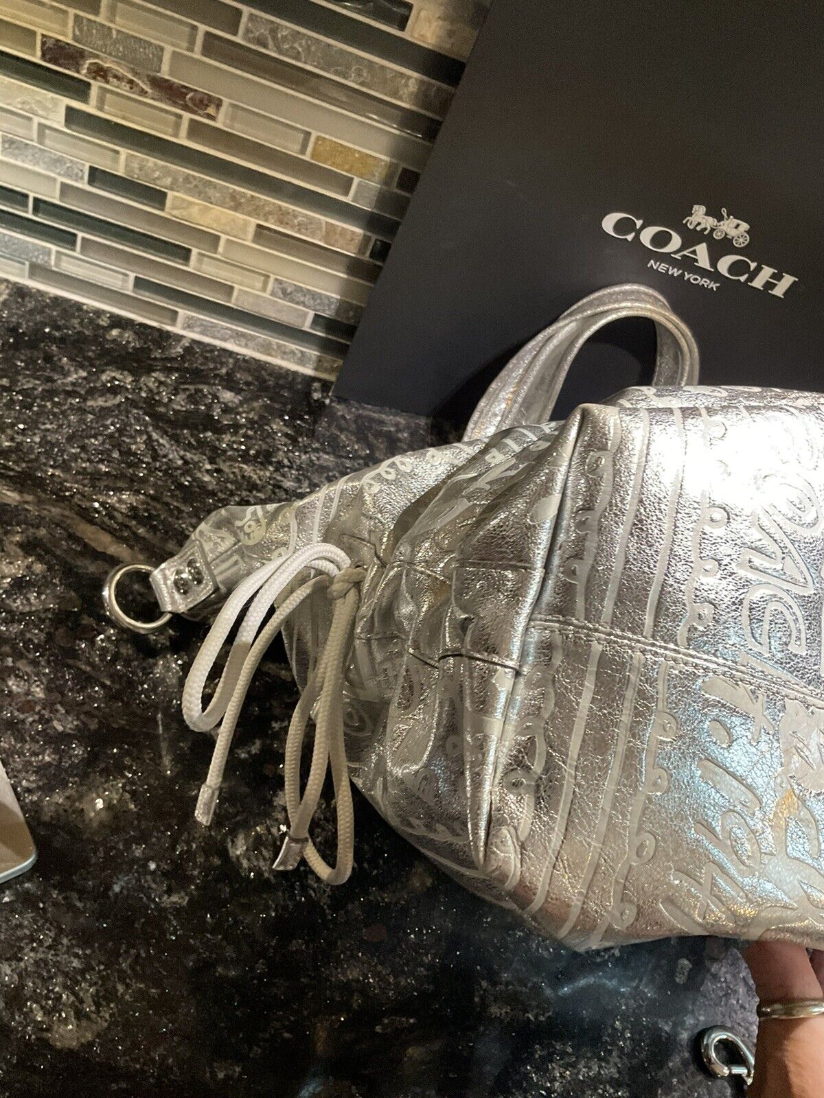 Coach Poppy Hot Pink Small Handbag Double Tag Silver Patch & Hardware  Leather