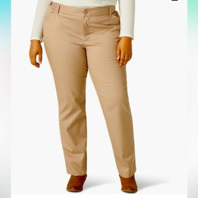 NWT LEE Plus Women's Relaxed Fit Straight Leg Pant Tan size