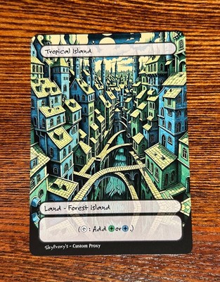 MTG - Tropical Island - MC Escher Style - Card For EDH and Playtest