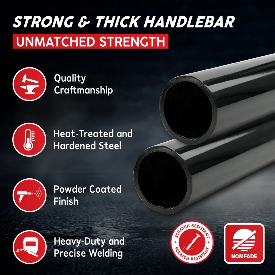 Handlebars 1" Black For Kawasaki Vulcan Classic Nomad Voyager Vaquero 1700 - Image 3 of 4