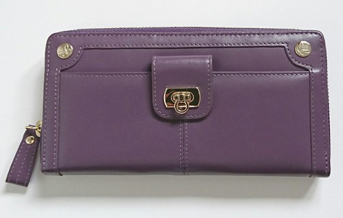 beautiful large purple real leather purse- excellent condition