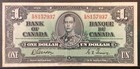 1937 Canada Paper Money - One Dollar Banknote!