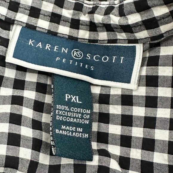 Karen Scott Gingham Button Down Top Embroidered F… - image 3