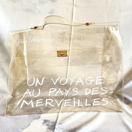 HERMES Vinyl Kelly 40 Hand Bag Beach Bag 1997 Limited Clear #4 - Picture 7 of 8