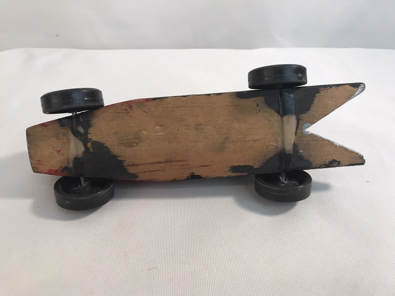 Vintage BSA Cub Scouts Pinewood Derby Race Car Flames 1970s Folk Art Hand Made