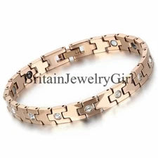 7.4 Inches Fashion Women's Rose Gold Tone Tungsten Magnetic Link Bracelet*7MM