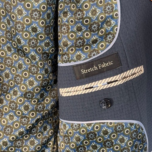 Tailorbyrd Blazer Mens 40R Textured Blue Sport Coat Stretch Fabric - Picture 4 of 18