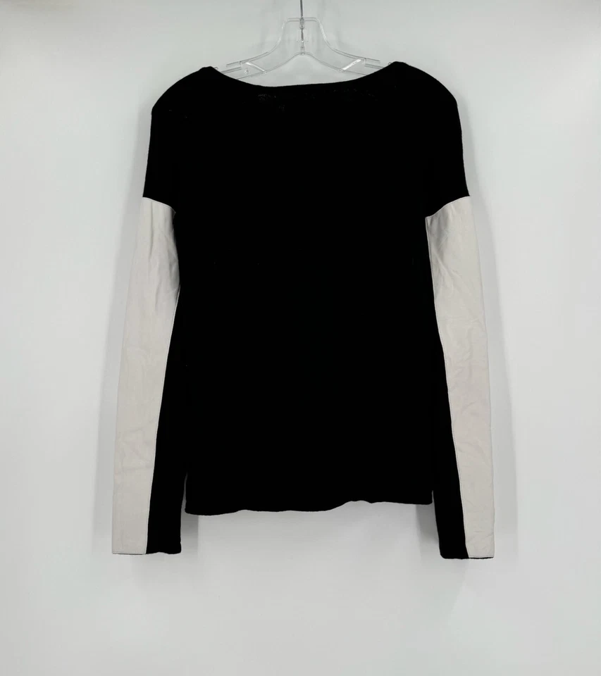 Suéter feminino AIKO preto algodão cashmere Kwan couro de ovelha manga tamanho M - Imagem 2 de 3