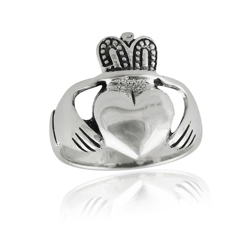 Claddagh Ring - 925 Sterling Silver - Unisex Celtic Jewelry Friendship Mens - Picture 3 of 3