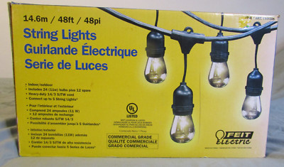Feit Electric ,Commercial 48ft 11W Indoor/Outdoor Weatherproof 24 String Lights