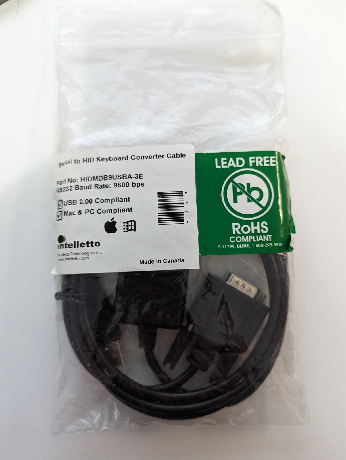 Intelletto Serial to USB HID Keyboard Converter Cable HIDMDB9USBA3E eBay