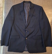 Chaps Vibrant Dark Blue Recent Metal Button Blazer Sport Coat Jacket Men's 44L.