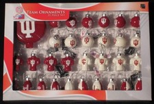 Indiana Football Christmas Ornaments 32pc Mini Glass Officially Licensed