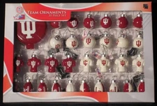 Indiana  Football  Christmas Ornaments 32pc  Mini Glass  Officially Licensed
