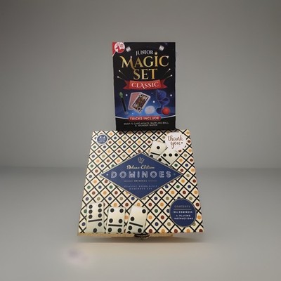 Dominos Deluxe Edition + 3 Magic Sets Brandneu in Box Dominos Keramikbasis