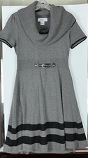 J Howard  (Size S) Women's Gray Belted Cowl Collar Sweater Dress Fit & Flare