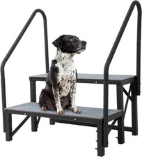 RV Stairs with Handrails 2 Steps Hot Tub Outdoor Stairs with Mats, Heavy Duty