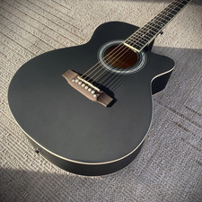 Full-Size Black Acoustic Guitar, Grand Auditorium Body with Cutaway, Spruce Top