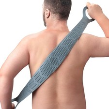 Silicone Back Scrubber for Shower Men, Dual-Sided 36 inches, Concrete Grey