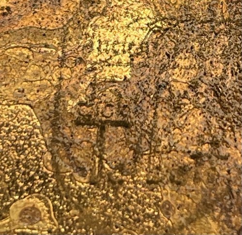 Luxury Signed Art Glass Tray Gold Marbled Finish Studio Modern Design Marked "T" - Picture 7 of 7