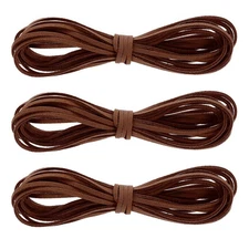 3Pcs Faux Suede Leather String, 4.4 Yards 3mm Flat Suede Cord, Coffee