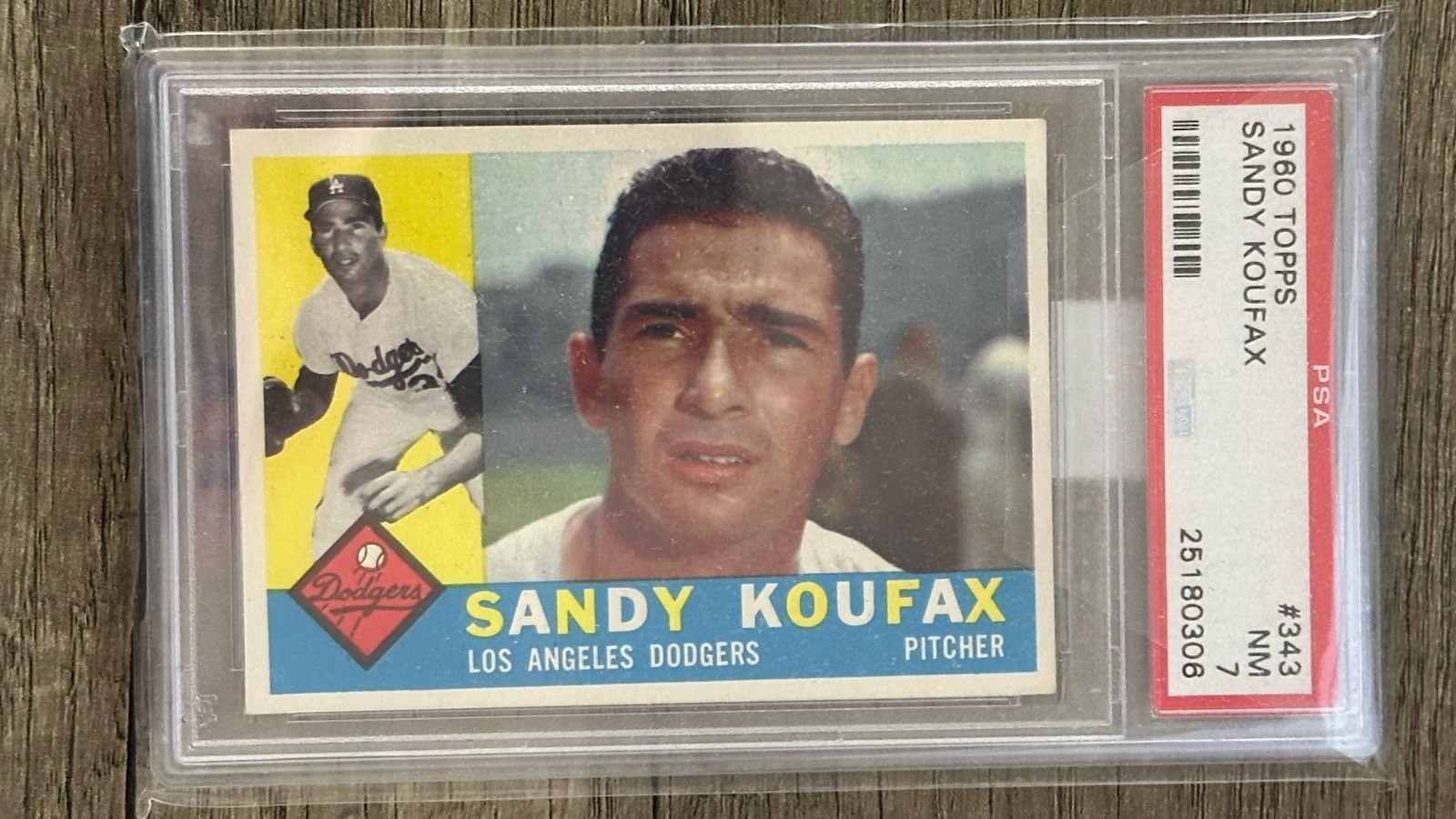1960 Topps  #343 Sandy Koufax    PSA 7  CENTERED