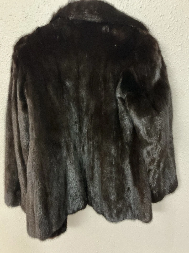 Abrigo De Colección Pelzhaus Leger Piel Forrado Negro Raro Cierre Entradas Visón Foto 2 de 4