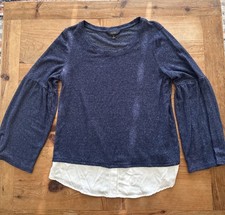 Simply Vera Vera Wang Blue Long Sleeve Mock Layer Top. Size Medium