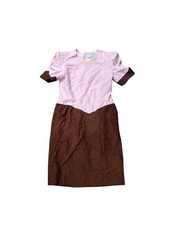 Vintage 70’s Sak’s Fifth Avenue Carolina Herrera Brown Pink Dress Size 12 READ