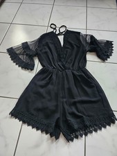 schwarzer Jumpsuit Sommer Spitze kurz Gothic