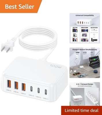 6 in 1 USB Charger, Charging Station for Multiple Devices, 100W Fast Charging...