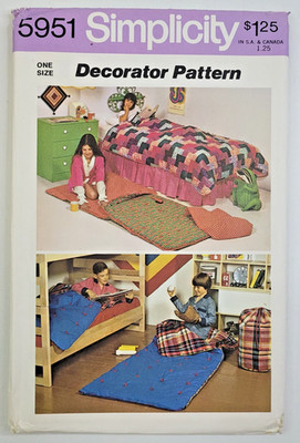 VTG 70s Simplicity Sew Pattern 5951 Sleeping Bag/ Quilt/Comforter/Bag UNCUT