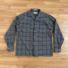 Vintage 1960's McGregor Wool Camp Collar Plaid Flannel Medium