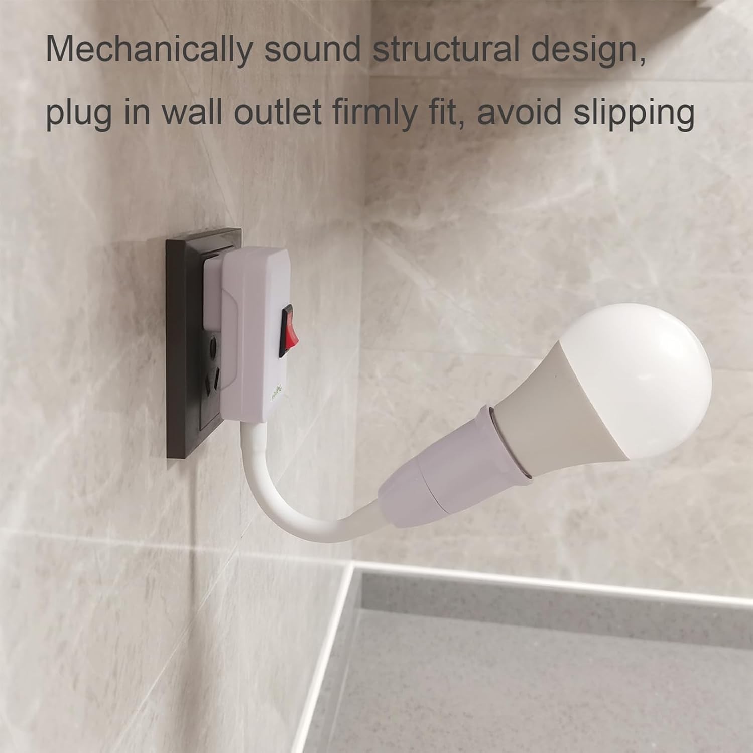 Plug in Light Socket Adapter with On/Off Switch, Flexible Neck ...