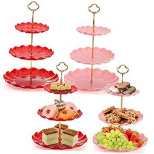 4 Pack 3 Tier Cupcake Stand, Plastic Dessert Stand Display Tower, Tiered Cake