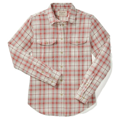 Filson Women's Scout Shirt Small Cream Khaki Red Flannel NEW Lightweight Twill