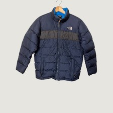 The North Face Boys Puffer Jacket Navy Blue Grey Full Zip Insulated XL 18/20