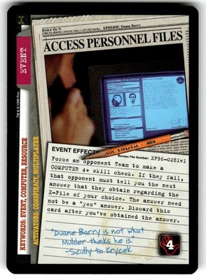 The X-Files Premiere Card #281 C Access Personnel Files